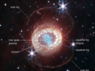 «Джеймс Уэбб» увидел новые серповидные структуры внутри известной сверхновой