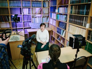 Запись интервью с кандидатом исторических наук Еленой Сергеевной Левановой. Фото: Ольга Мерзлякова / «Научная Россия»